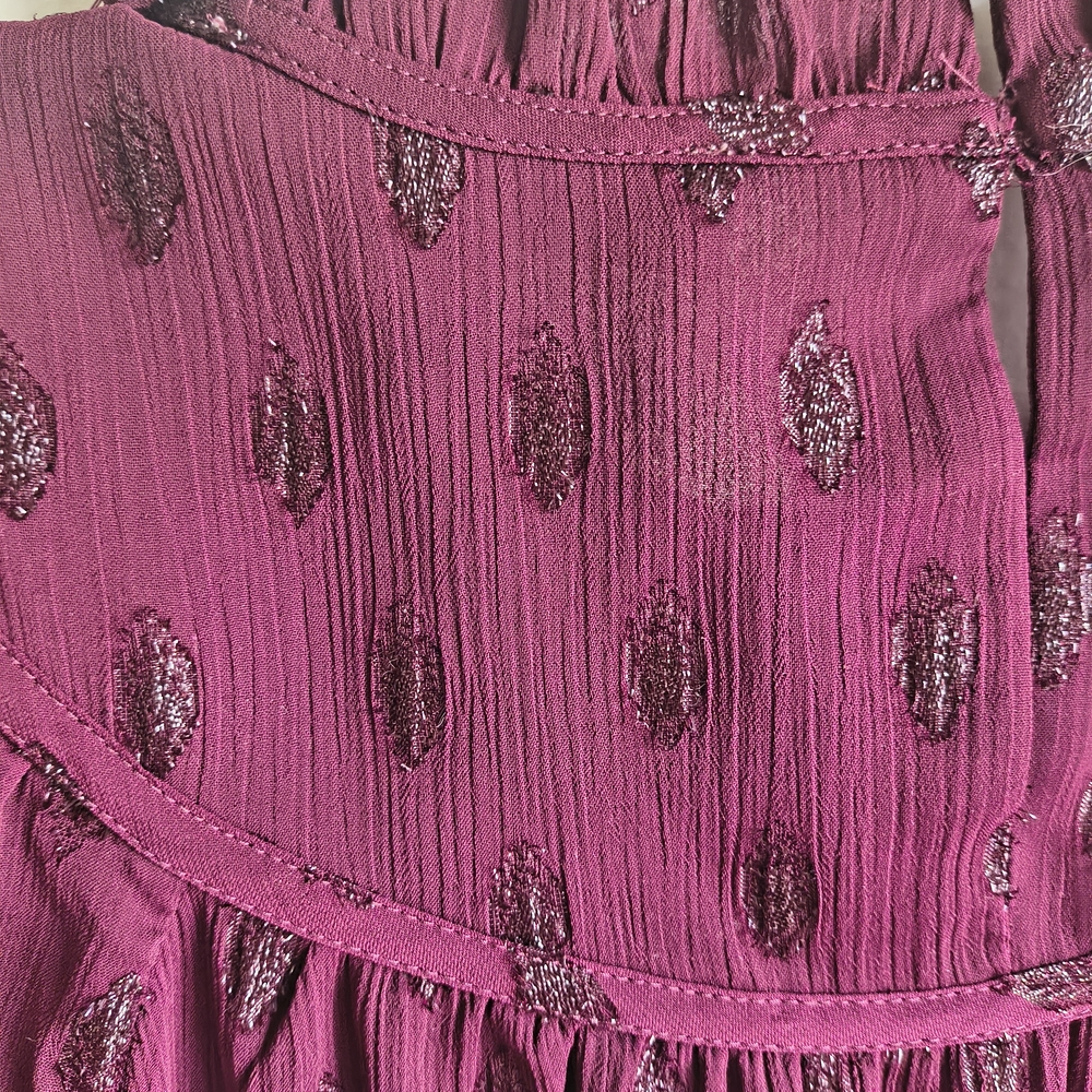 Loft Deep Purple Patterned Blouse - image 4